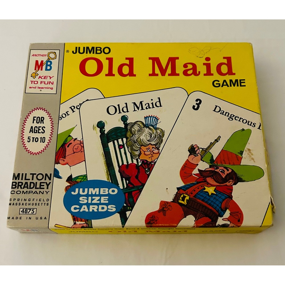 Milton Bradley Old Maid Card Game Kids One Size Yellow Vintage 1968 Jumbo 4875